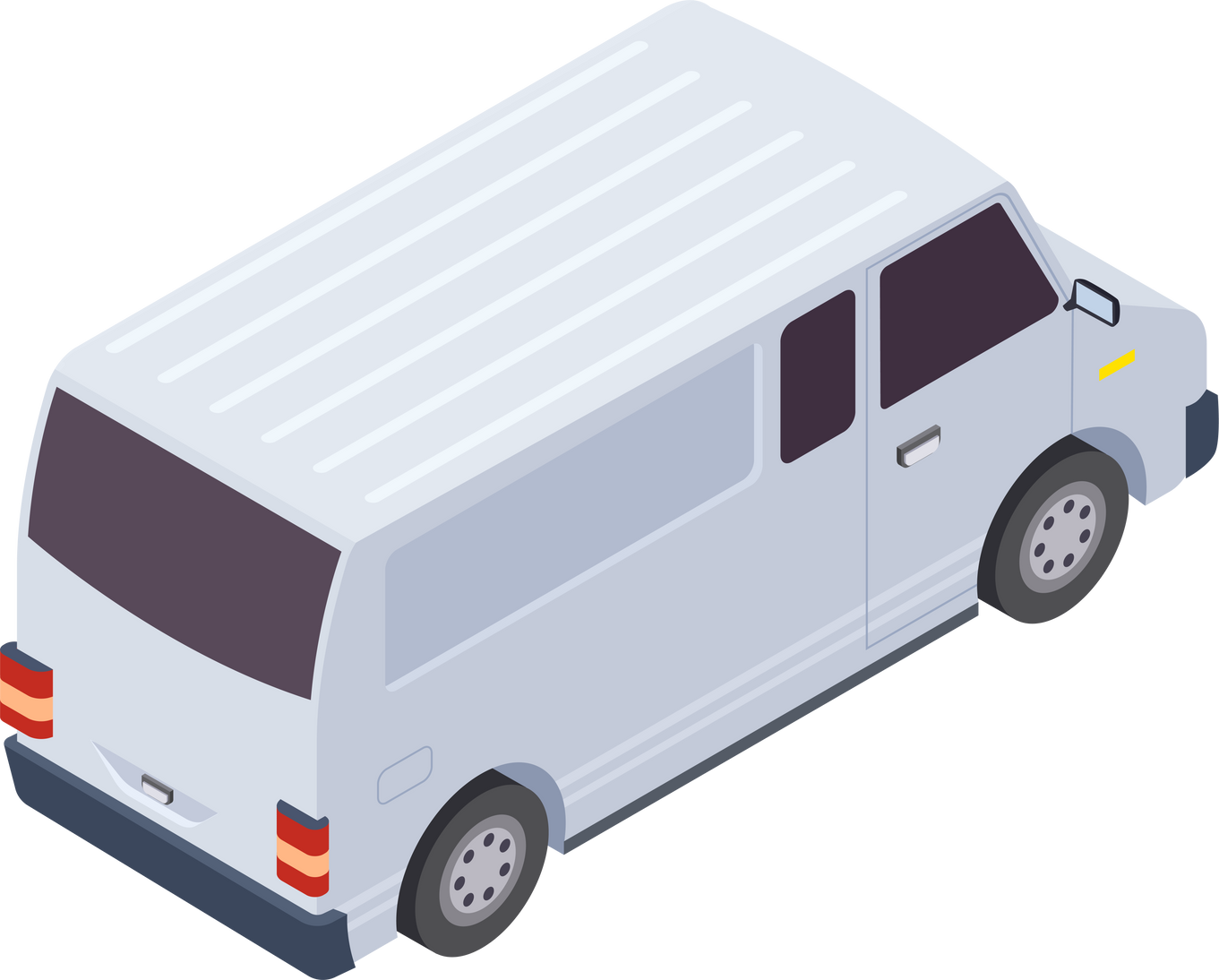 Isometric Transportation trucks with container and van